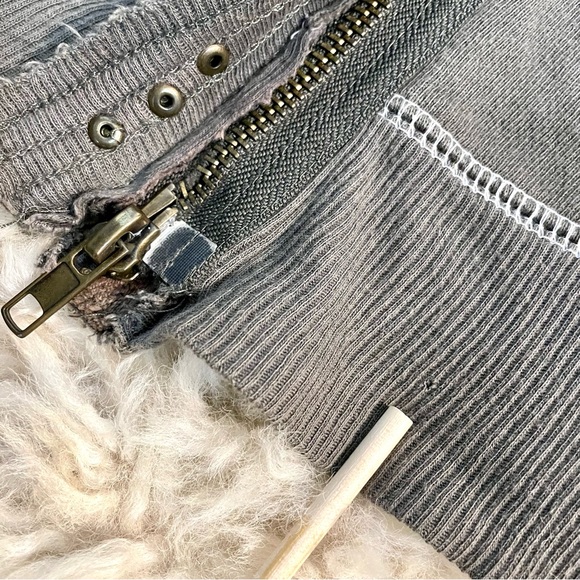 Free People Intimately Olive Patchwork Zip-Up Hoodie in Sz Medium - Picture 8 of 8